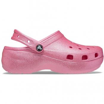 Crocs - Zuecos de mujer Classic Platform Glitter ClogW Rosa (39-40)