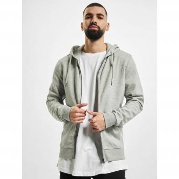 Jack & Jones Men's Basic Zip Hoodie Sweatshirt in Light Grey