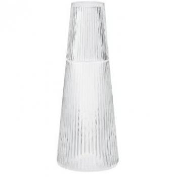 Jarra de vidrio Stelton Pilastro 1L con vaso, transparente, diseño moderno