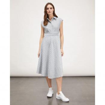 Motivi - Elegante vestido camisero de rayas diplomáticas con cuello inglés