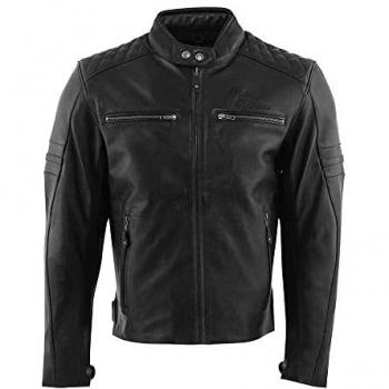 Rusty Stitches Chaqueta de Moto Jari V2 Negra para Hombre, Chaqueta de Piel, Talla S