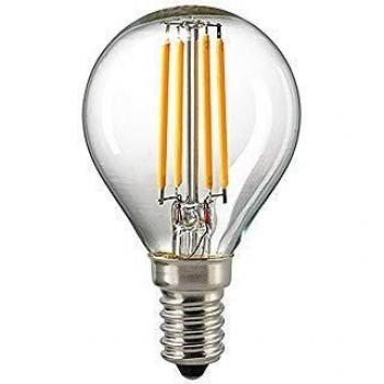Bombilla LED Filamento Bola 230V, Ø 4.5cm / L 8cm, E14, 4.5W 2700K 470lm 300°, Clara