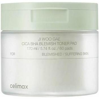 CELIMAX JI WOO GAE Cica BHA Blemish Toner Pad 170ml, exfoliating pads for sensitive acne-prone skin, 60 pcs