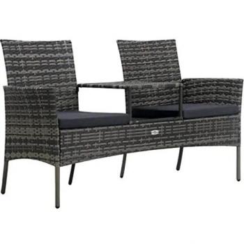 2-Seater Garden Sofa with Tea Table in Anthracite Poly Rattan