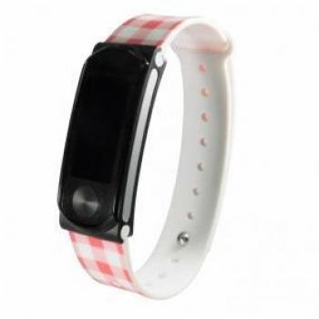 Leotec Fitness Cool HR Striped LEPFIT10K4 Pulsera de Actividad Táctil, Podómetro, Calorías, Distancia Recorrida, IPX7, Notificaciones con Correa Adicional