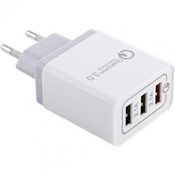 SATYCON Cargador DE CASA 3X USB Ultra RAPIDO QC3.0 4.8A