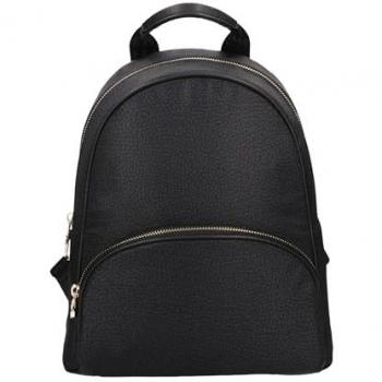 Borbonese Medium Eco Line Round Backpack with Pocket - Black