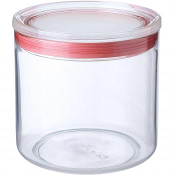 Tatay Bote de Cocina, 1L de Capacidad, Hermético, Libre de BPA, Apto Lavavajillas, Transparente - Rojo. Medidas 12.5 x 12.5 x 12.5 cm