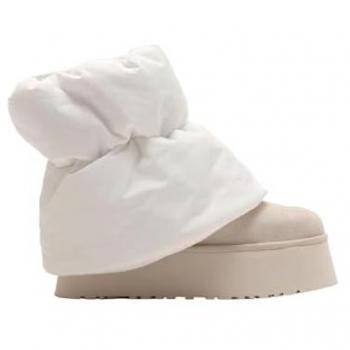 UGG Women's Classic Mini Dipper Puffer Boots in White/Ceramic, Size 9