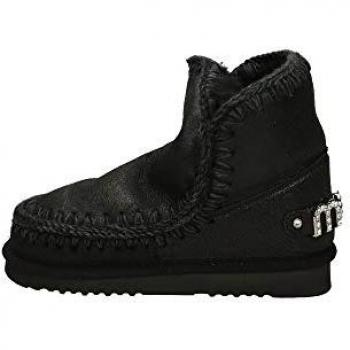 Mou Women's Eskimo 18 Rhinestones Logo Black Ankle Boots Size 39
