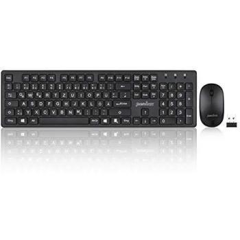 Set de Teclado y Ratón Perixx PERIDUO-717 DE, Inalámbrico, Letras Grandes, Color Negro