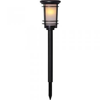 Farola Solar LED Flame con efecto llama, 13x53 cm, plástico negro, IP44