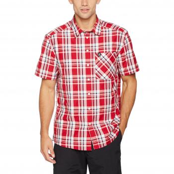 Odlo Camiseta S/S anmore Camisa, Primavera/Verano, Hombre, Color Jester Red - White - Peacoat - Check, tamaño M