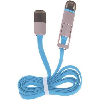 Cable Plano USB 2.0 2 en 1 con Cabeza Micro USB y Lightning Iphone 5/6/6P