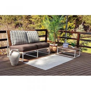 Surya - Alfombra Moderna de Exterior Terraza Balcón Cocina Marfil y Gris 120 x 170 cm