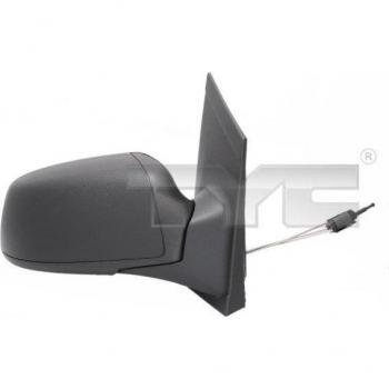 Espejo retrovisor TYC 310-0077 con diseño específico para vehículos, cristal convexo, acabado en negro, ajuste manual, incluye soporte de montaje y cumple con estándares de calidad OEM