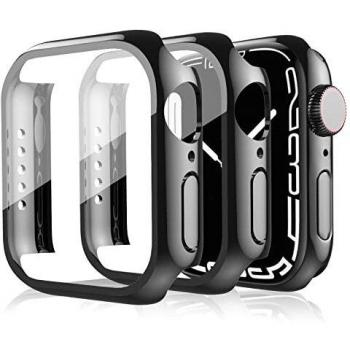 [2 Pack] Compatible con Apple Watch Series 7 45 mm Funda, Ultra Delgada PC Carcasa rígida con protector de pantalla, Resistente a arañazos Funda para iWatch 7 Case