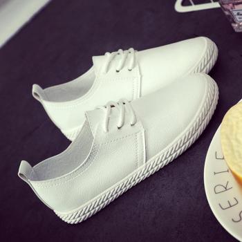 Las Mujeres De Bajo Fondo Plano Superior Encaje Ocio Zapatos De Lona Suave Cuero Alojamiento,39,Blanco