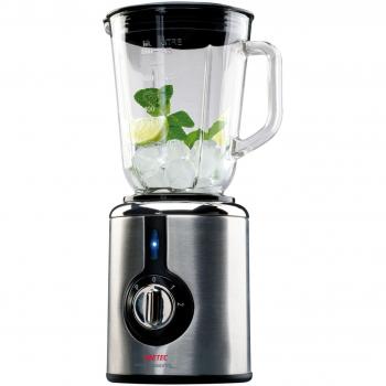 IMETEC Professional Serie BL - Batidora, vaso de vidrio, 300 W, 800 ml, vaso de vidrio, 4 cuchillas sierra, tritura hielo, color negro y gris
