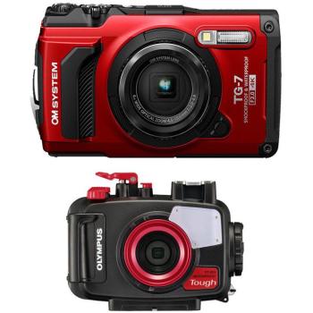 Cámara Digital Compacta Olympus TG-7 12 MP Resistente al Agua y Golpes + Caisson PT-059