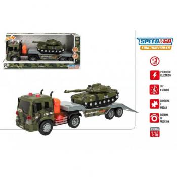 Camión de juguete portavehículos militares con luz y sonido Speed & Go