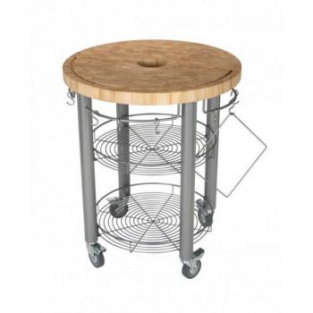 CHRIS&CHRIS Carro Cocina Redondo Acero/Madera 76X91CM