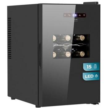 Vinoteca Cecotec Bolero GrandSommelier 1550 CoolCrystal para 15 botellas, enfriamiento termoeléctrico, temperatura ajustable de 5-18ºC, silenciosa (35 dB), panel táctil