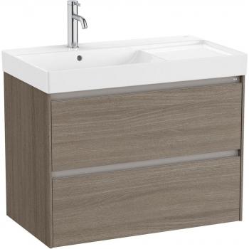 Mueble de baño Roca Ona con 2 cajones y lavabo a la izquierda, color Olmo oscuro