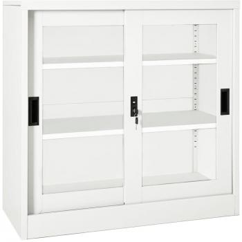 vidaXL Sliding Door Cabinet White 90x40x90 cm Steel