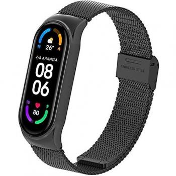 AHANGA Correa para Mi Band 4 Mi Band 3 Correas Metal Pulsera Pulseras de Actividad Reloj Milanés Wristband Repuesto Bandas de Acero Inoxidable Agradable con Cierre para Hombres Mujer
