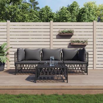 vidaXL 4-Piece Anthracite Steel Garden Lounge Set with Cushions