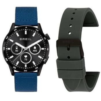 Reloj Smartwatch BREIL BC-2 45,5 mm Negro Monocromático con Correa de Silicona Azul y Negra