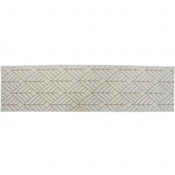 Alfombra de Poliéster Blanco y Beige con Diseño Chic (61 x 240 x 1 cm)