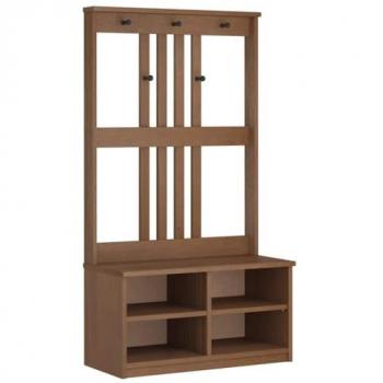 Sandens Solid Pine Hall Tree with Bench and Hooks - 87x40x159.5 cm, Entryway Organizer, Modern Design