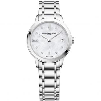 Reloj de mujer Baume & Mercier Classima 31mm de acero inoxidable y diamantes M0A10326