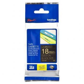 Cinta Brother TZe-344 laminada dorado sobre negro 18mm x 8m