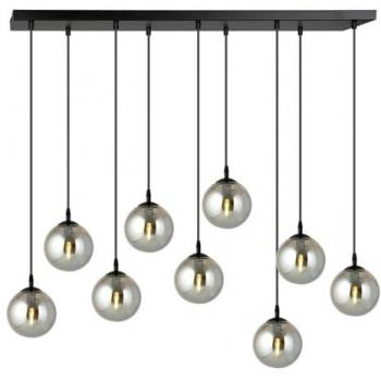 Lámpara de Suspensión Cosmo EPIKASA, Acero con recubrimiento de polvo y Vidrio, Negro y Gris, 104x120x22 cm