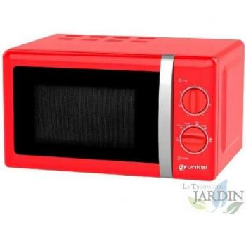 Microondas Vintage Grunkel 700W, 20 Litros, Color Rojo - Diseño Elegante y Retro