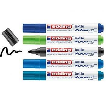 edding 4500 marcador textil, negro, azul