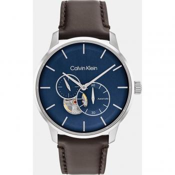 Calvin Klein - Reloj de hombre automático 25200075 con correa de piel marrón, analógico, diseño fashion