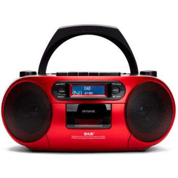 Aiwa BBTC-660DAB Boombox Portable Bluetooth Radio Cassette CD Player USB MP3 Playback Red 6W RMS DAB+ FM Tuner 3.5mm Jack
