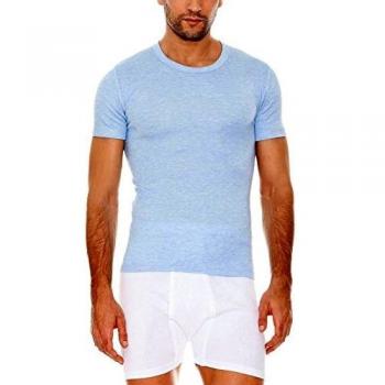 ABANDERADO 0000806- Camiseta Manga Corta Cuello Redondo Termal Efecto Calor De Fibra De Invierno, Azul Celes, M / 48