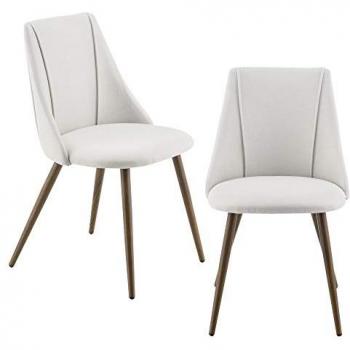 Juego de 2 sillas de comedor Danzig tapizadas en tela beige con patas de metal - 83 x 50 x 53 cm