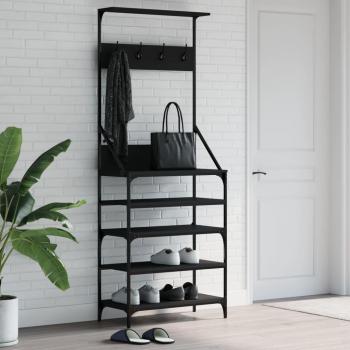 Perchero con Zapatero VidaXL, soporte para ropa y estantes para zapatos, disponible en colores gris sonoma, negro y roble ahumado, dimensiones 70x34x184 cm