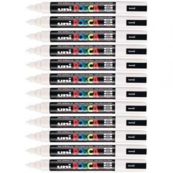 Paquete de 12 Rotuladores Posca PC-5M Blancos con Punta Media Conica para Pintar en Cualquier Superficie