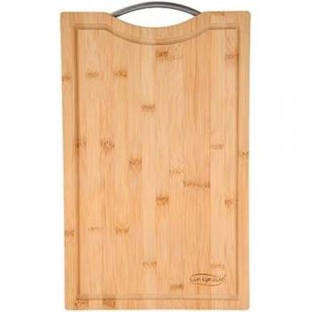 Tabla de cortar Bergner BBQ de bambú fácil de limpiar con mango inoxidable 40x25cm