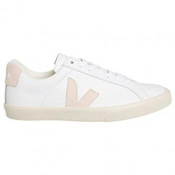 Veja Esplar Logo Leather Sneakers for Women - Extra White and Beige