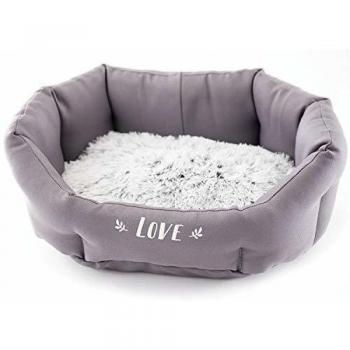 Cama para perro y gato Igloo Confortable con Cojín Extraíble y Diseño Amoroso (Gris 75cm)