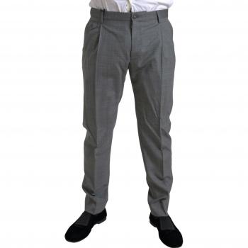 Gray Wool Chino Skinny Dress Trousers for Men - Size M (IT48) by Dolce & Gabbana