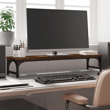Soporte de Pantalla Estante para Monitor de Madera de Ingeniería, Color Negro, Gris Sonoma, Marrón Roble, Dimensiones 85x23x15.5cm